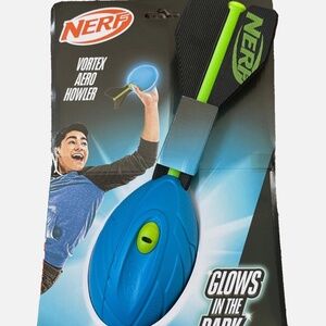 New NERF Vortex Aero Howler GLOW IN THE DARK Sports Ball Football Ages 6+ Blue